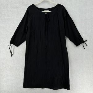Vintage Saint Germain Midi Dress Womens XLP Black Gauzy 3/4‎ Sleeve Beachy